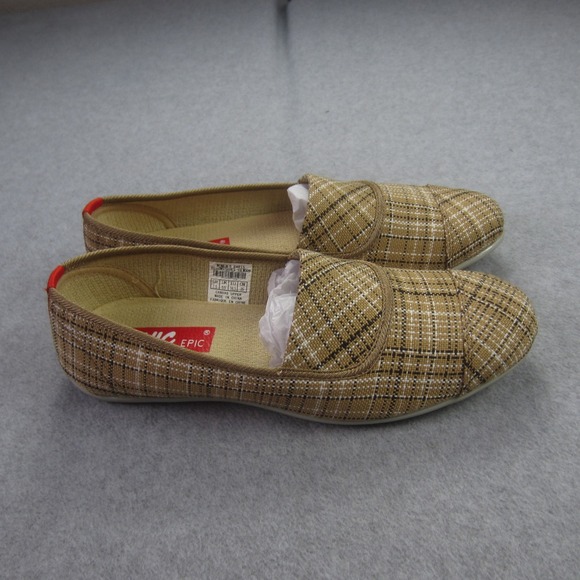 IONIC EPIC Paris Shoes Womens 7.5 Yellow Stripes Canvas Flats Loafer Slip On - Picture 3 of 10